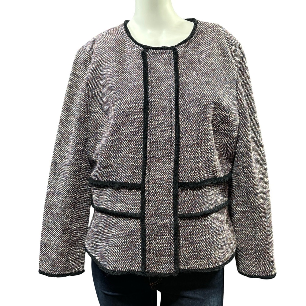 Banana Republic Blazer‎ Womens 10 Tweed Black Trim Jacket